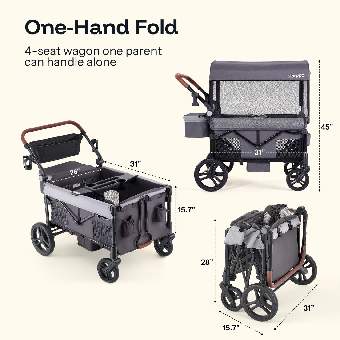 Baby Stroller Wagon, Lightweight Folding Adjustable 2-Seat/4-Seat Travel Stroller