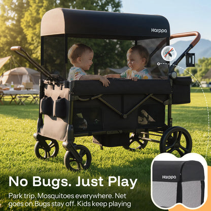 Baby Stroller Wagon, Lightweight Folding Adjustable 2-Seat/4-Seat Travel Stroller